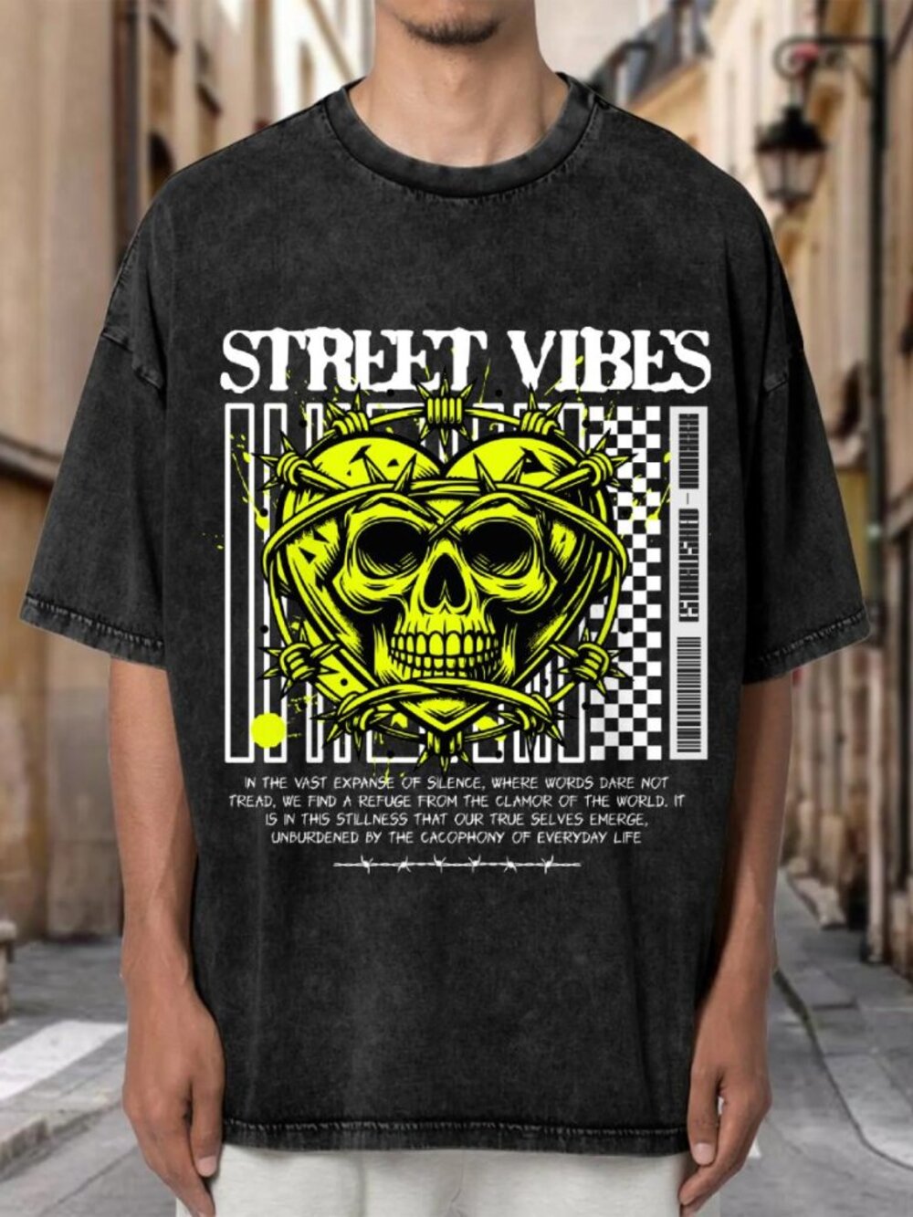 Vintage Wash Oversized Street Vibes Art Graphic Tee Unisex T-shirt L9QJQLNNMV01